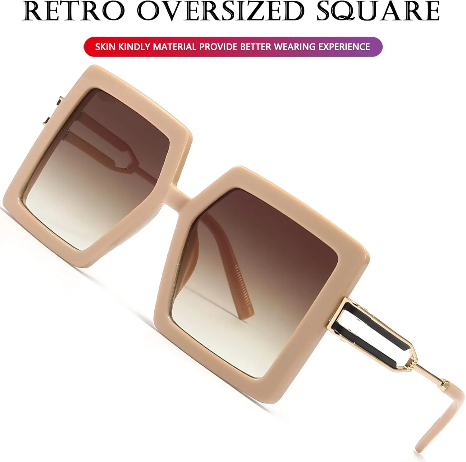 AIEYEZO Oversized Sunglasses for Women Square Fashion Big Large Frame Sun Glasses UV400 Protection