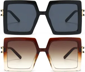 AIEYEZO Oversized Sunglasses for Women Square Fashion Big Large Frame Sun Glasses UV400 Protection