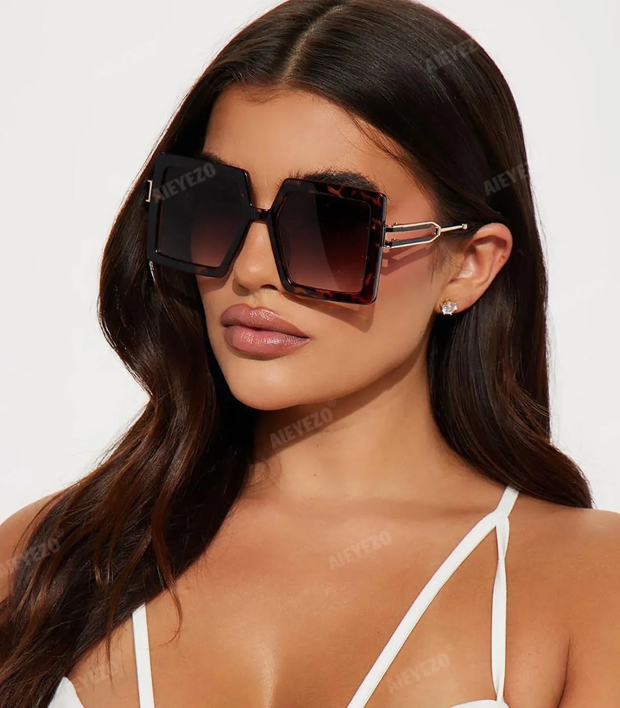 AIEYEZO Oversized Sunglasses for Women Square Fashion Big Large Frame Sun Glasses UV400 Protection