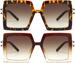 AIEYEZO Oversized Sunglasses for Women Square Fashion Big Large Frame Sun Glasses UV400 Protection