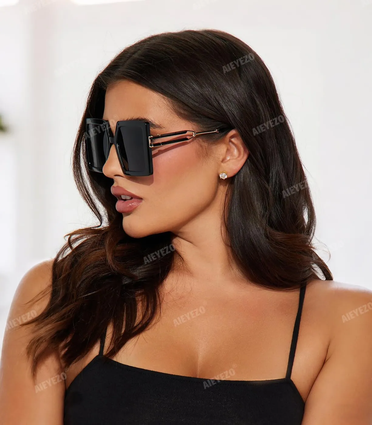 AIEYEZO Oversized Sunglasses for Women Square Fashion Big Large Frame Sun Glasses UV400 Protection