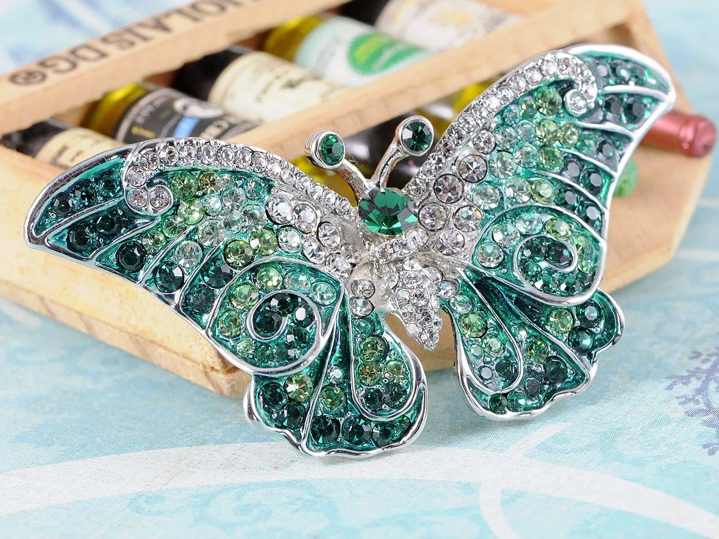 Alilang Empress Monarch Winged Butterfly Crystal Rhinestone Brooch Pin