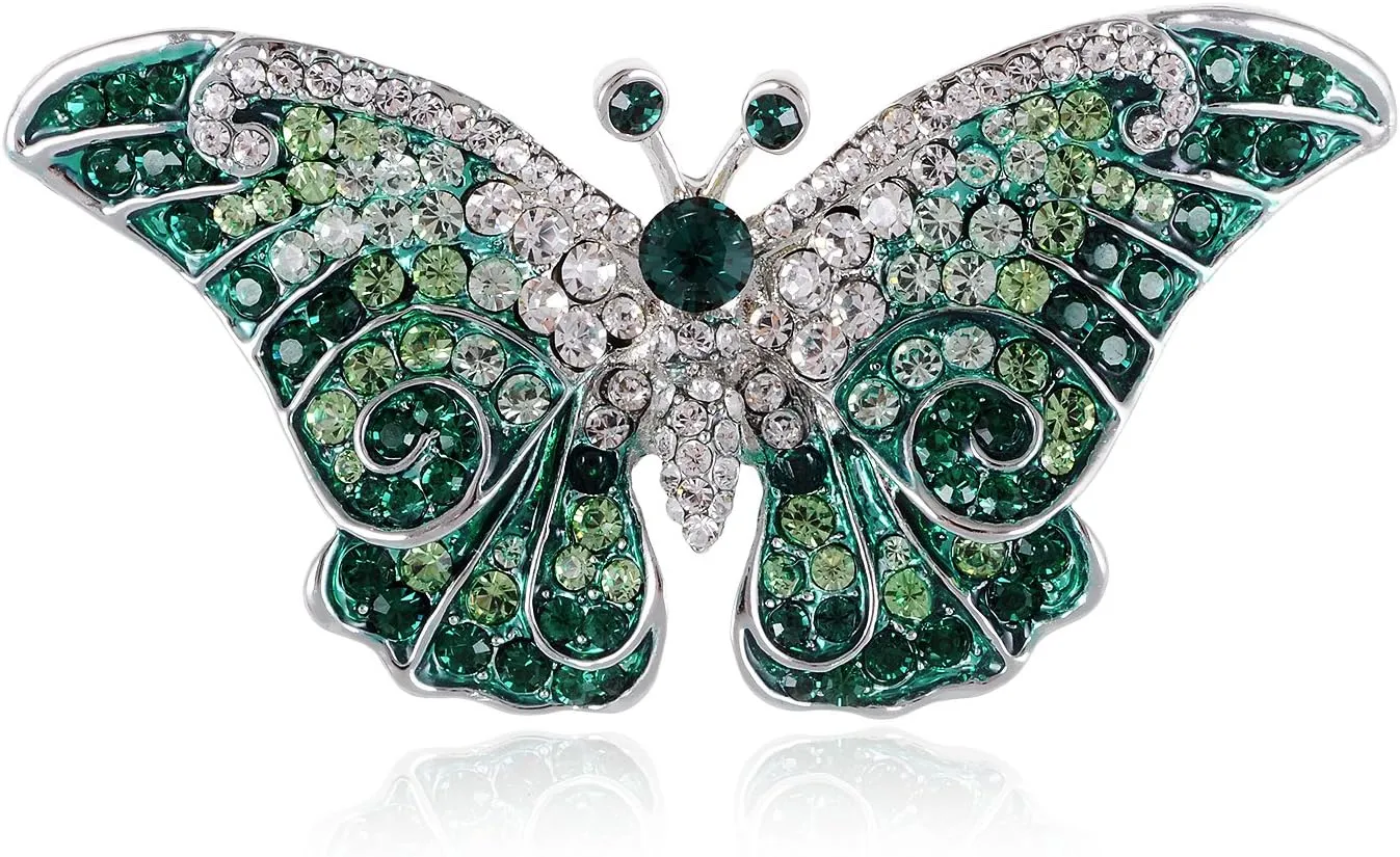 Alilang Empress Monarch Winged Butterfly Crystal Rhinestone Brooch Pin