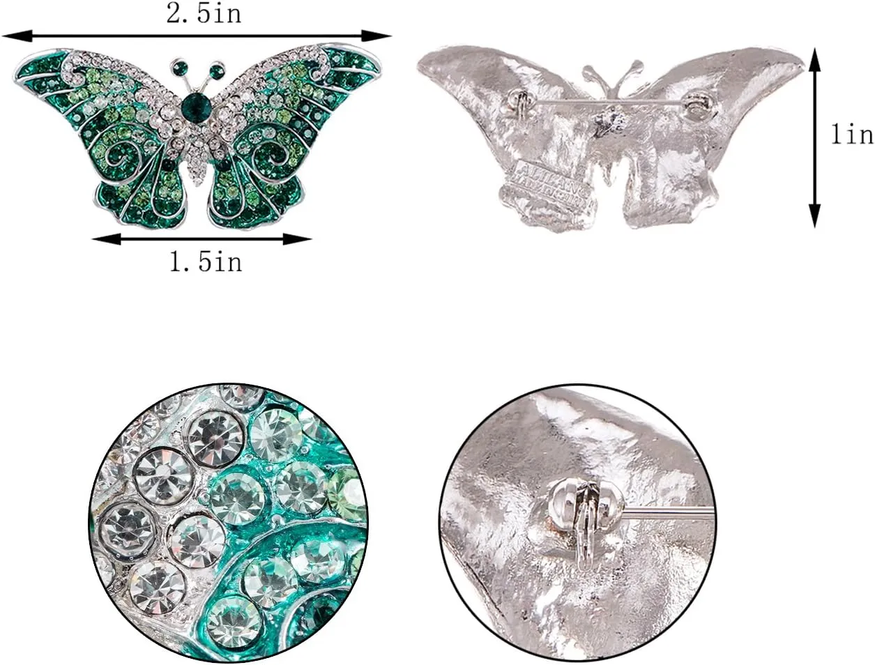 Alilang Empress Monarch Winged Butterfly Crystal Rhinestone Brooch Pin
