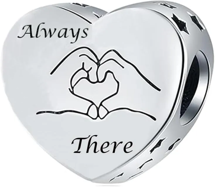 Always in Heart Mom Sister Grandma Daughter Wife Best Friend Charm Compatible with Pandora Charms Bracelet