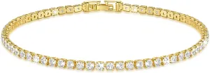 Ankle Bracelets for Women 14K Gold Anklets Waterproof Tennis Chain Beach Anklets Women’s Gold Jewelry 2.5 mm Toggle Latch 9, 10, 11 in