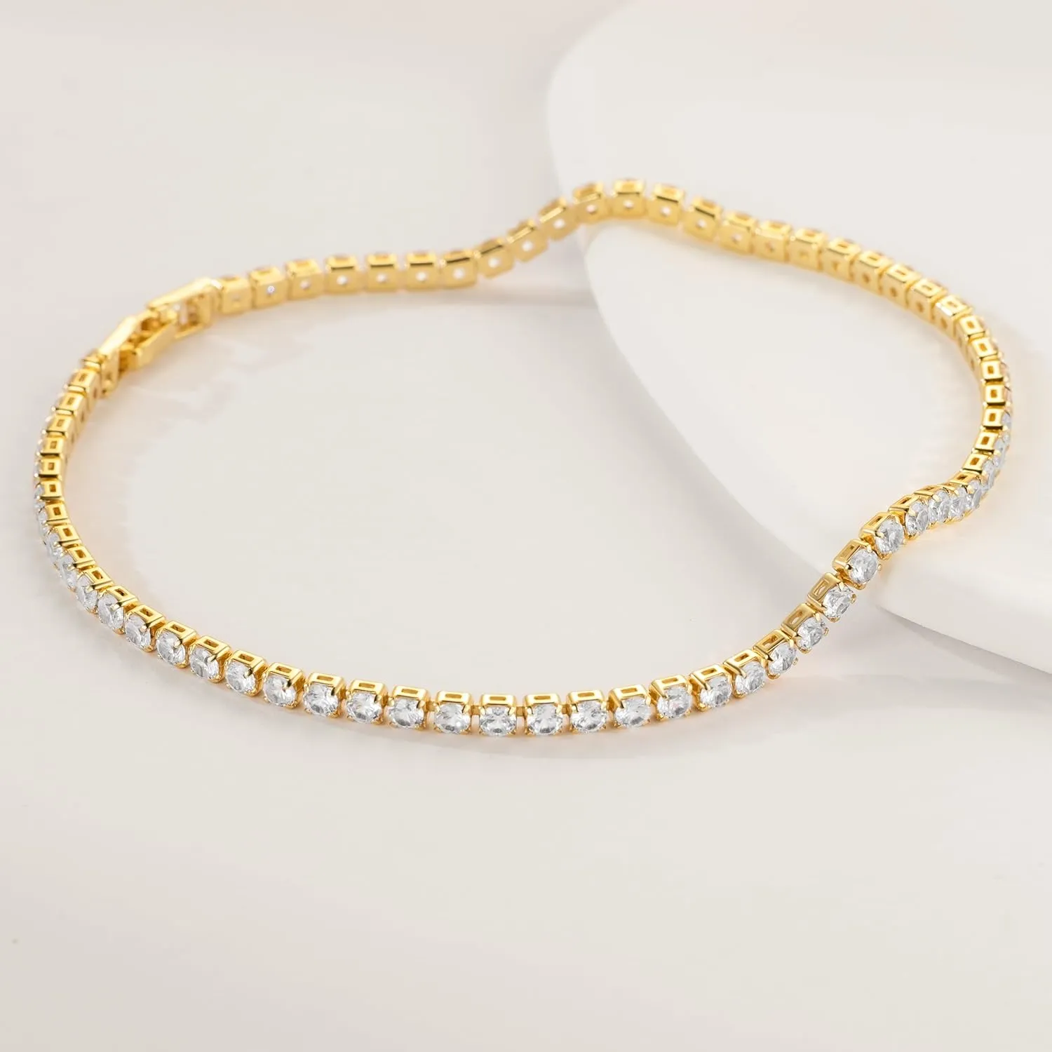 Ankle Bracelets for Women 14K Gold Anklets Waterproof Tennis Chain Beach Anklets Women’s Gold Jewelry 2.5 mm Toggle Latch 9, 10, 11 in