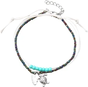 Anklets for Girls Waterproof Plated Gold Layered Anklet Set Waterproof Herringbone Paperclip Beaded Figaro Cuban Link Chain Beach Stackable Anklet Bracelet Jewelry Gift for Women