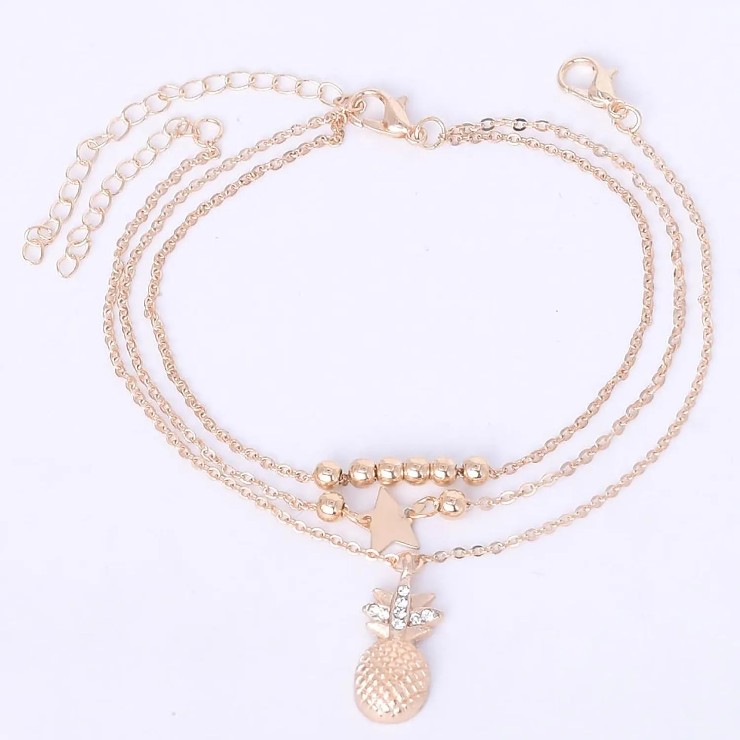 Anklets for Women, Plated Ankle Bracelets Trendy Waterproof Boho Anklets Set Adjustable Dainty Cute Diamond Beaded Heart Summer Beach Jewelry for Teen Girls