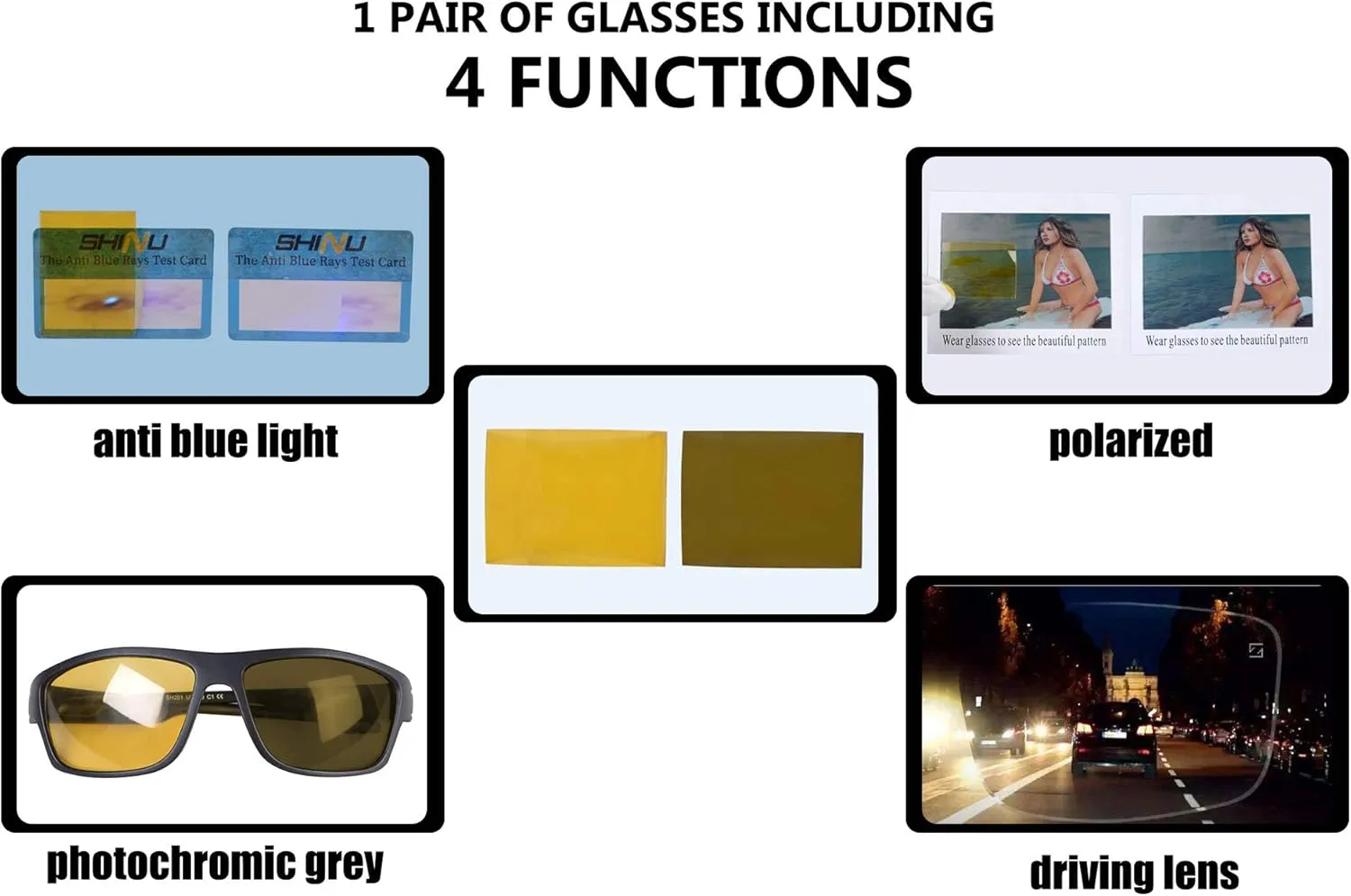 Anti Blue Ray Computer Glasses Polarized Driving Night Vision Glasses Photochromic Sunglasses Women Men-APDP8068