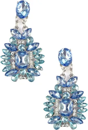 Art Deco Antique Retro Gatsby Vintage Style Light Baby Blue Robin Egg Tiffan Topaz Aquamarine Rhinestone Bridal Bridesmaid Wedding Prom Earrings