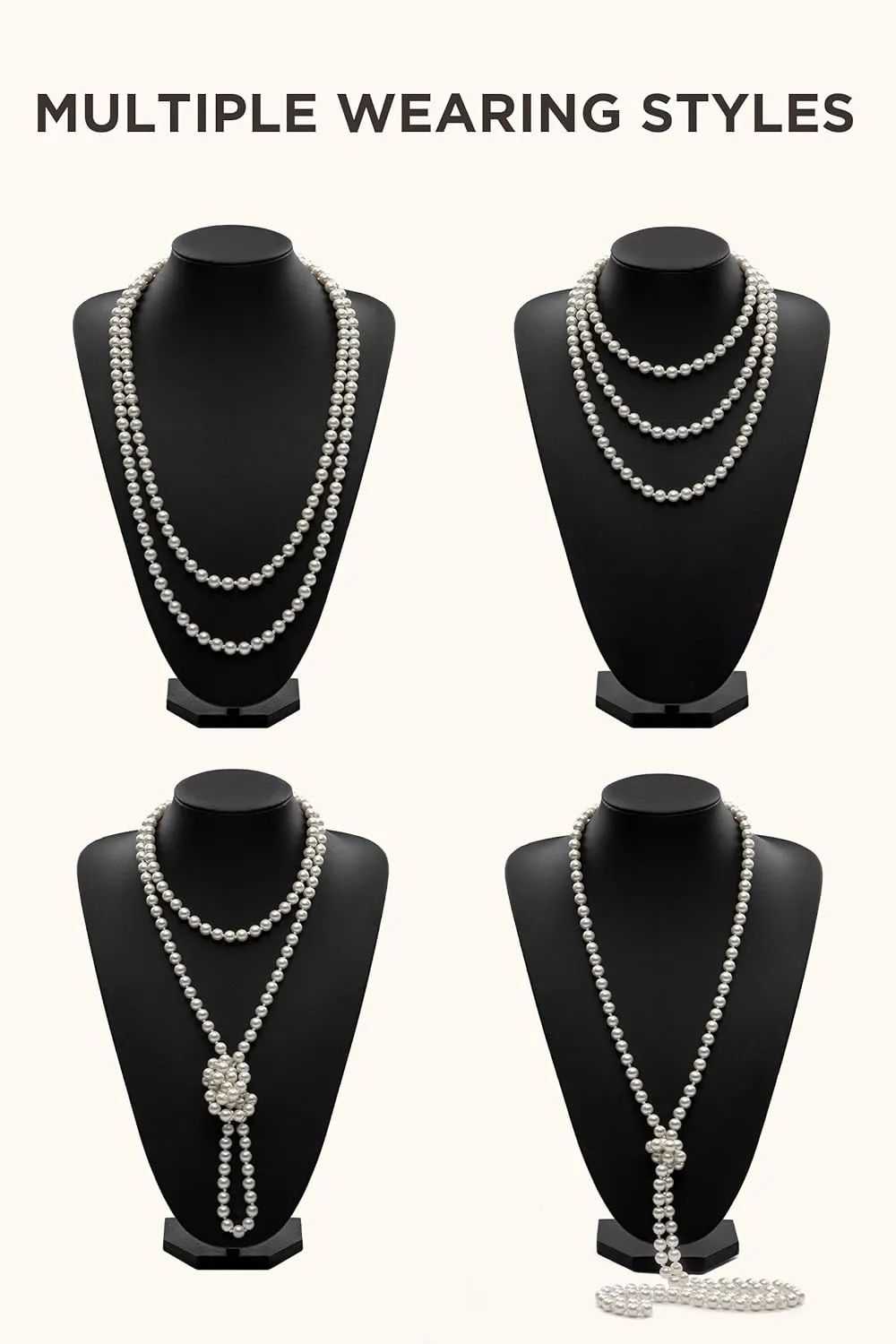 BABEYOND 1920s Flapper Accessories Great Gatsby Costume Accessories 20s Flapper Headband Pearl Necklace Gloves Plastic Holder