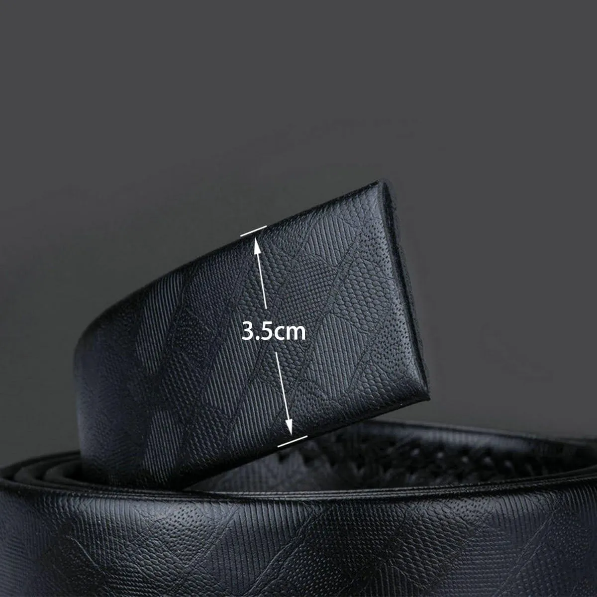 Barry.Wang Black Belt Men Genuine Leather Ratchet Automatic Buckle Belts 1 3/8" Strap Wedding Business Party Trim to Fit