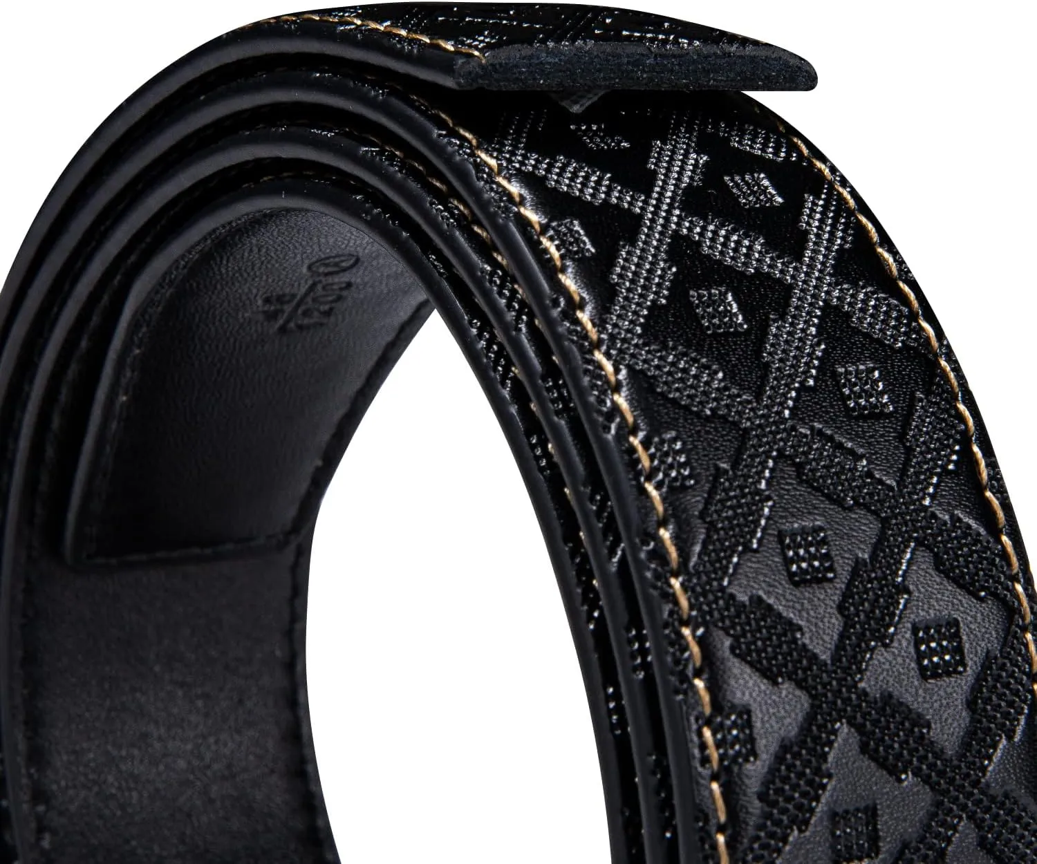 Barry.Wang Black Belt Men Genuine Leather Ratchet Automatic Buckle Belts 1 3/8" Strap Wedding Business Party Trim to Fit