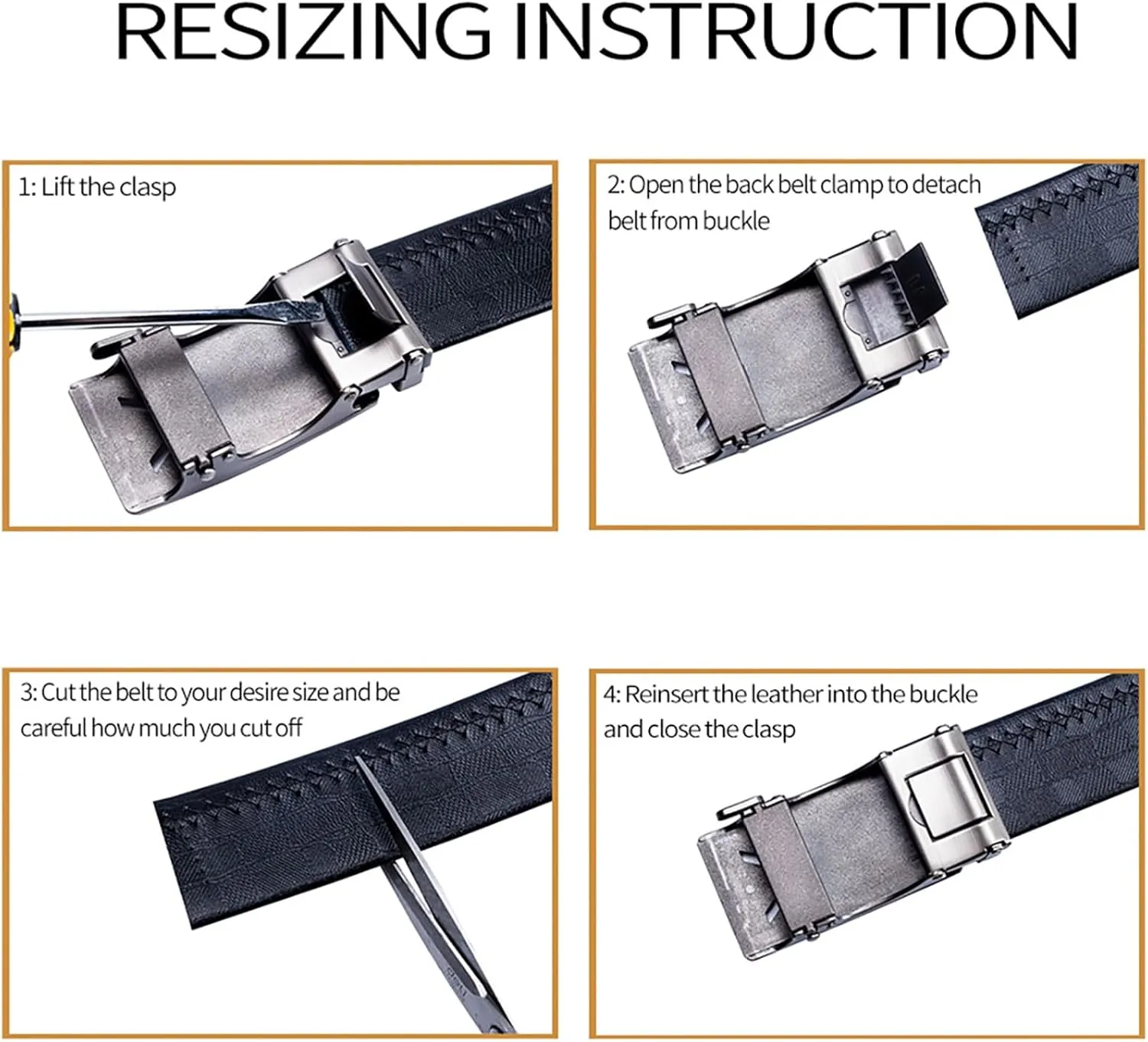 Barry.Wang Black Belt Men Genuine Leather Ratchet Automatic Buckle Belts 1 3/8" Strap Wedding Business Party Trim to Fit