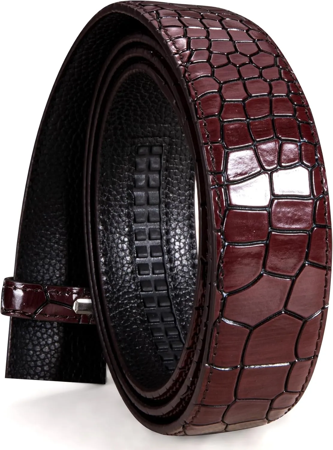 Barry.Wang Black Belt Men Genuine Leather Ratchet Automatic Buckle Belts 1 3/8" Strap Wedding Business Party Trim to Fit