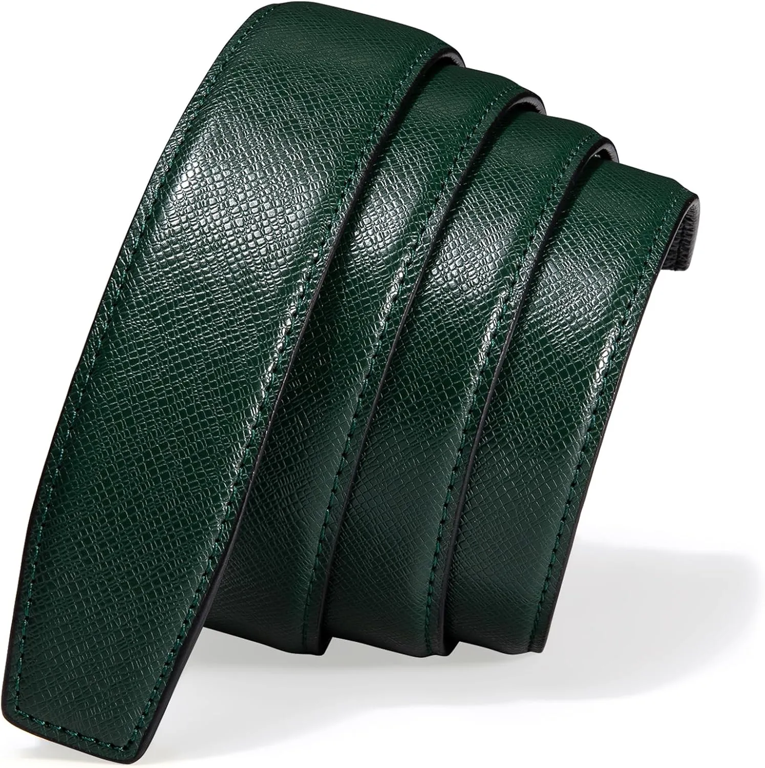Barry.Wang Black Belt Men Genuine Leather Ratchet Automatic Buckle Belts 1 3/8" Strap Wedding Business Party Trim to Fit