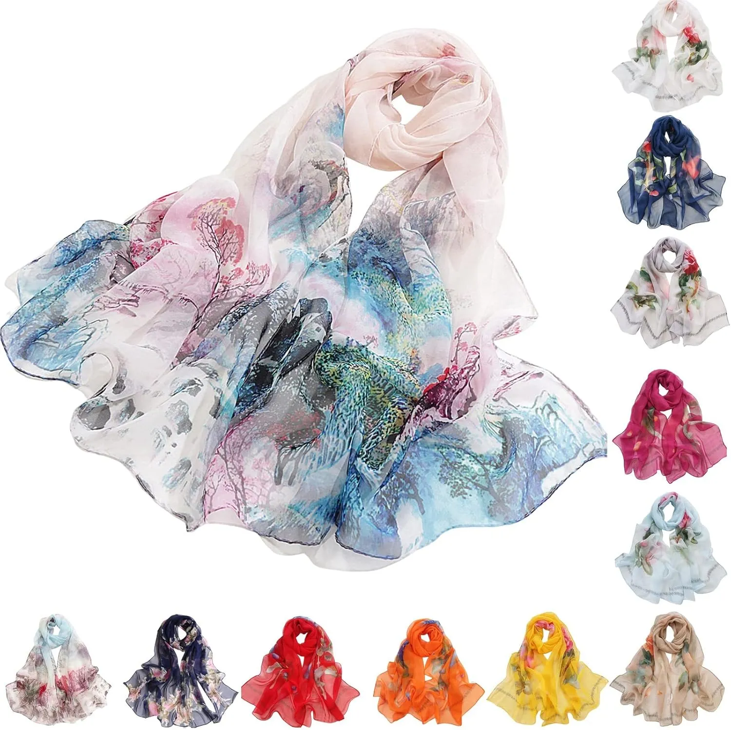 Beach Scarf Scarf 1 Pack Silk Neck Scarf Headband Hair Women's Fashion Scarves Head Scarf for Women Sleeping Bandanas