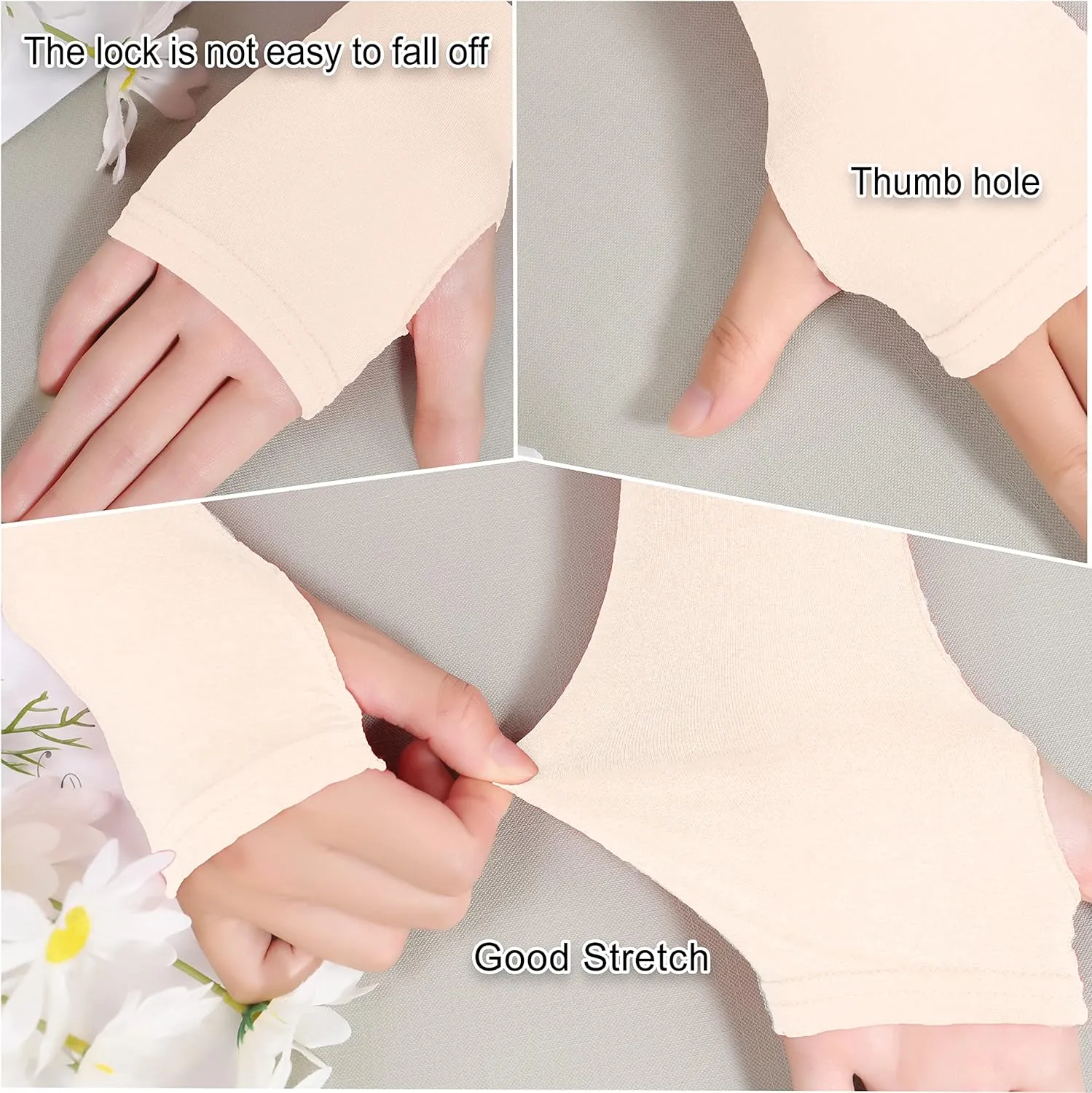 Bellady Women Outdoor Sun Block Soft Long Arm Sleeves Fingerless Gloves