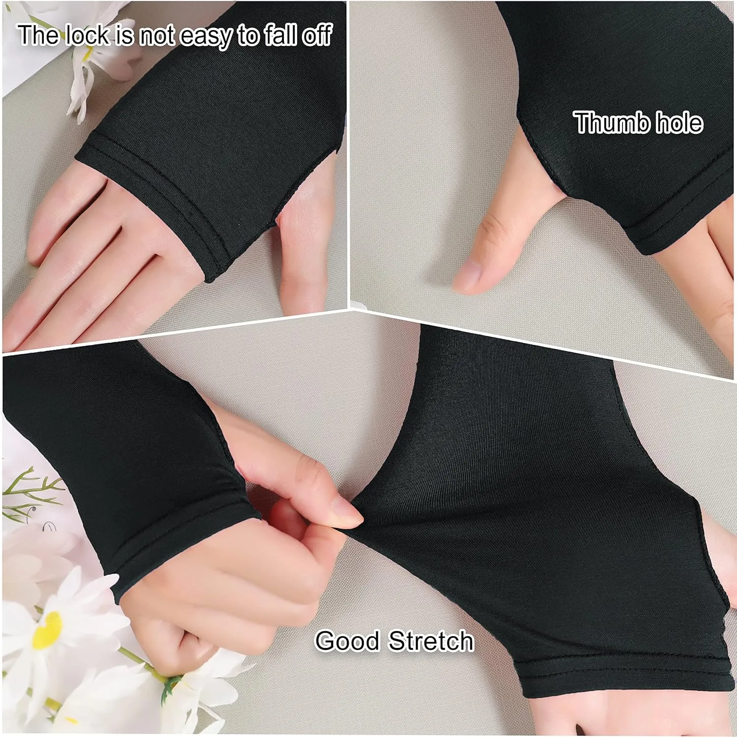 Bellady Women Outdoor Sun Block Soft Long Arm Sleeves Fingerless Gloves
