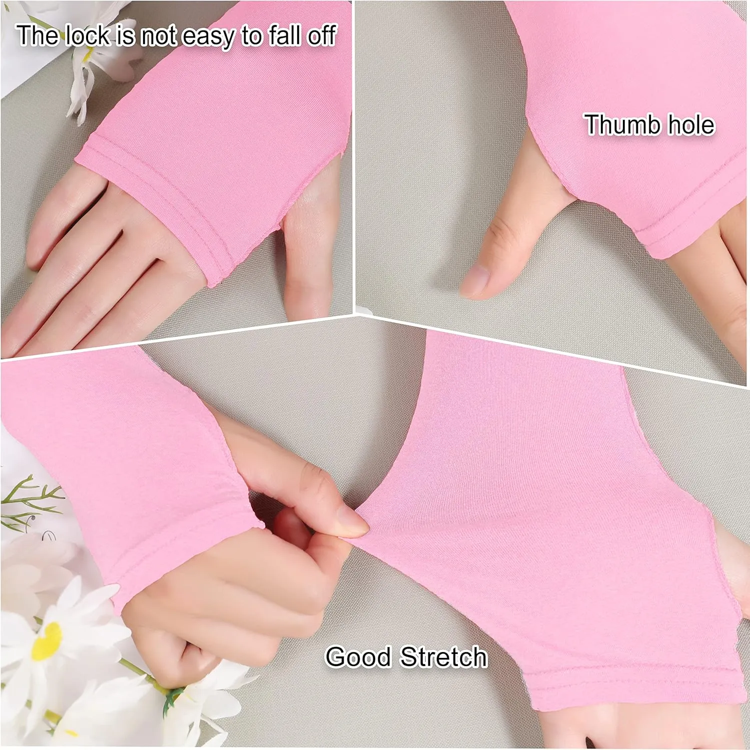 Bellady Women Outdoor Sun Block Soft Long Arm Sleeves Fingerless Gloves