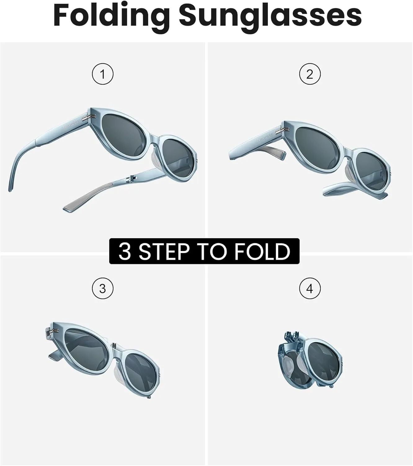 BENEUNDER Y2K Cat Eye Sunglasses Womens Trendy Headband Sunglasses, 90s Wrap Around Retro Vintage UV400 Foldable Sunglasses