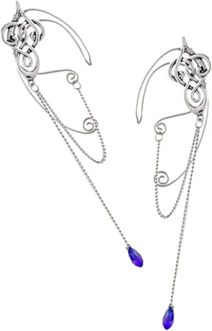 BESPORTBLE 1 Pair Drop Chain Earrings Teardrop Earrings for Wedding Ear for Women Cuff Earrings for Women Trendy Ear Non Piercing Fairy Jewelry Chain Cuff Earrings Alloy