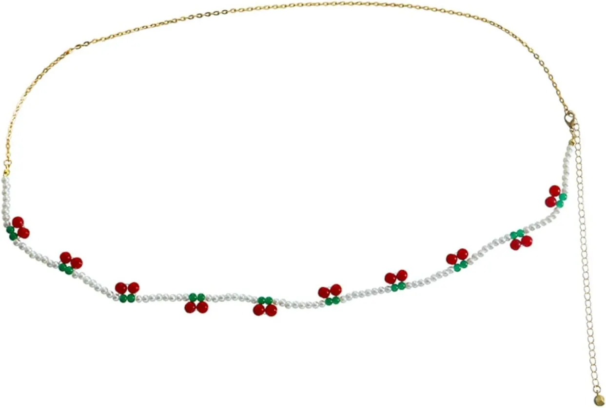 BESTYASH Ethnic Cherry Imitation Pearl Belly Chain Stylish Waist Jewelry for Women Durable Body Ornament with Excellent Craftsmanship for Enhancing Your Charisma and Beauty