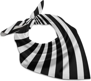 Black & White Stripe 25" Square Head Scarf Lightweight Silk Scarf for Women Soft Satin Head Scarves Large Neckerchief Fashion Bandanas Silk Headband Neck Satin Scarfs for Bag Hair Scarves Gift