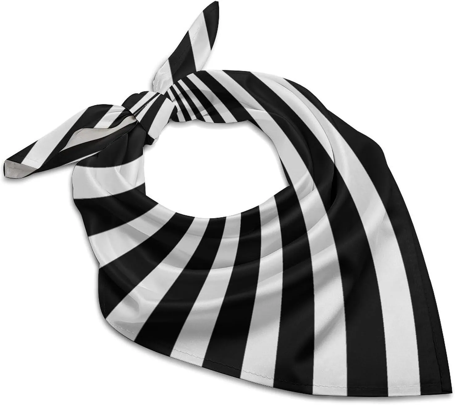 Black & White Stripe 25" Square Head Scarf Lightweight Silk Scarf for Women Soft Satin Head Scarves Large Neckerchief Fashion Bandanas Silk Headband Neck Satin Scarfs for Bag Hair Scarves Gift