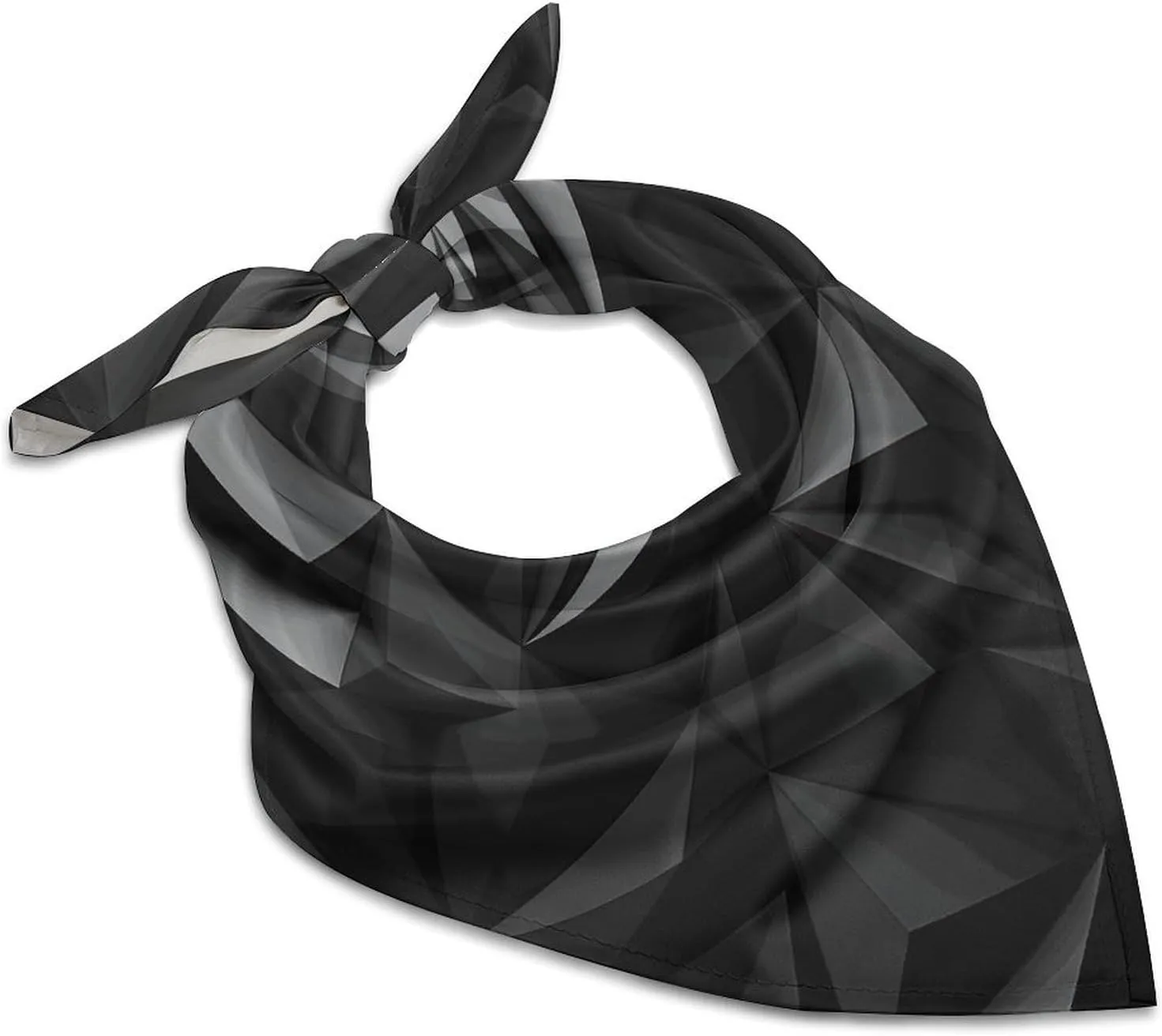 Black Geometric 18" Square Head Scarf Lightweight Silk Scarf for Women Soft Satin Head Scarves Large Neckerchief Fashion Bandanas Silk Headband Neck Satin Scarfs for Bag Hair Scarves Gift