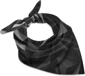 Black Geometric 18" Square Head Scarf Lightweight Silk Scarf for Women Soft Satin Head Scarves Large Neckerchief Fashion Bandanas Silk Headband Neck Satin Scarfs for Bag Hair Scarves Gift