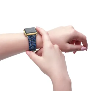 Blue Leopard Apple Watch Band, Animal Print 38mm/42mm Watch Bands- Made in USA