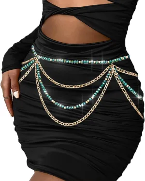 Bodiy Chain Belts Beads Waist Chain Layered Belly Chains Beach Fashion Waist Accessory for Women