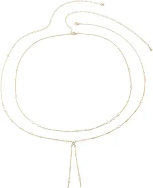 Body Chain Layered, Womens Chain Belts Fashion Minimalist Double Layer Cubic Zirconia Tassel Waist Belly Alloy Jewelry