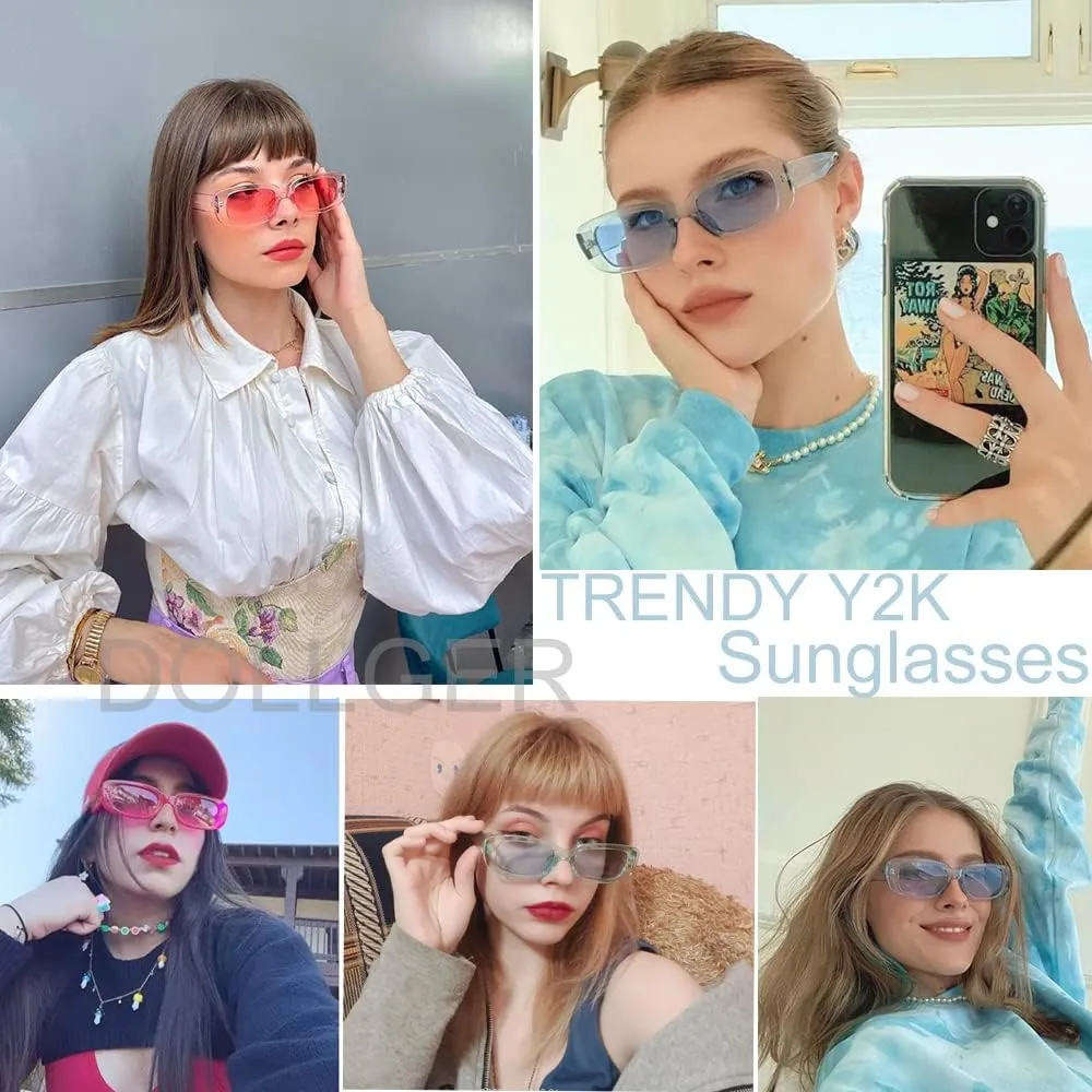 BOJOD Rectangle Sunglasses for Women Retro Fashion Sunglasses UV 400 Protection Square Frame Eyewear