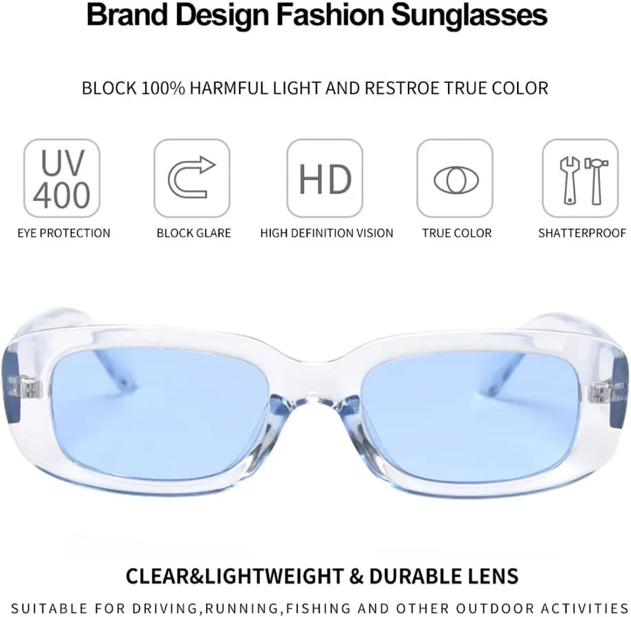 BOJOD Rectangle Sunglasses for Women Retro Fashion Sunglasses UV 400 Protection Square Frame Eyewear