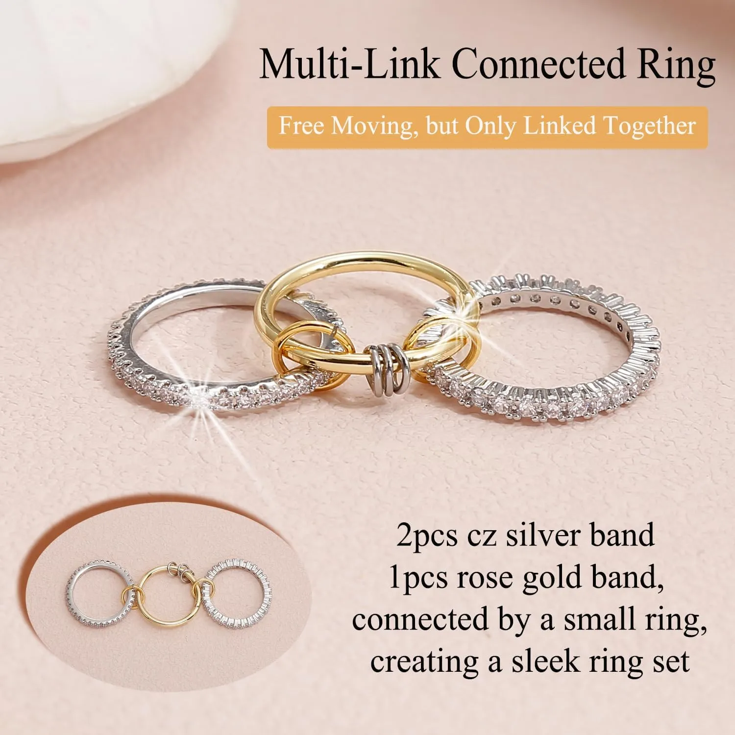 BOMAIL Gold Stackable Rings for Women Non Tarnish 14k Gold Plated Rings Chunky Stackable Cubic Zirconia Rings Set Dainty Gold Rings for Women