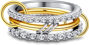 BOMAIL Gold Stackable Rings for Women Non Tarnish 14k Gold Plated Rings Chunky Stackable Cubic Zirconia Rings Set Dainty Gold Rings for Women