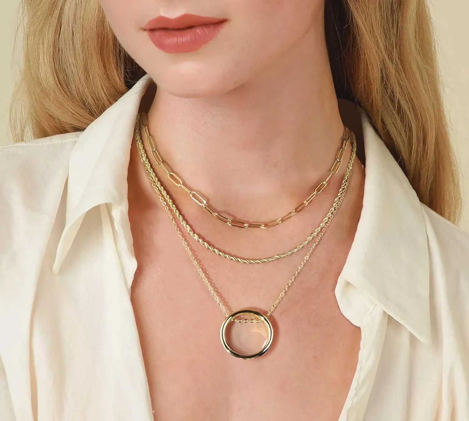 BOUTIQUELOVIN 14K Gold Plated Lock Necklace for Women Paperclip Link Chain Padlock Necklace Non-Tarnish