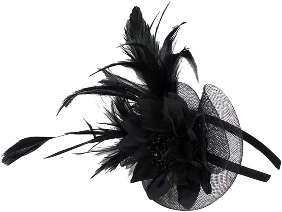 Bowknot Fascinator Hat Feathers Pearl Peacock Feather Hair Band Headband Clip Church Church Tea Party