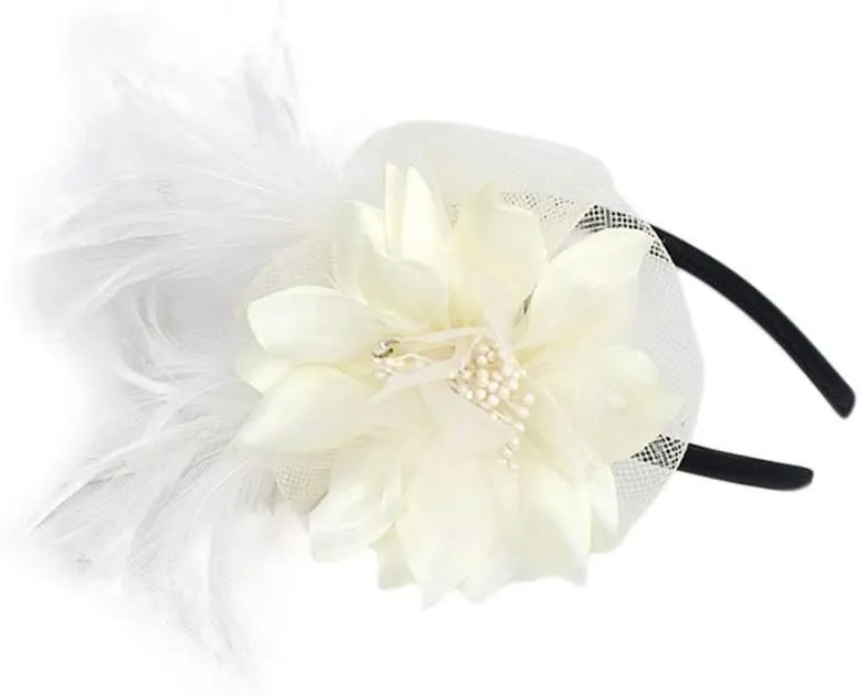 Bowknot Fascinator Hat Feathers Pearl Peacock Feather Hair Band Headband Clip Church Church Tea Party
