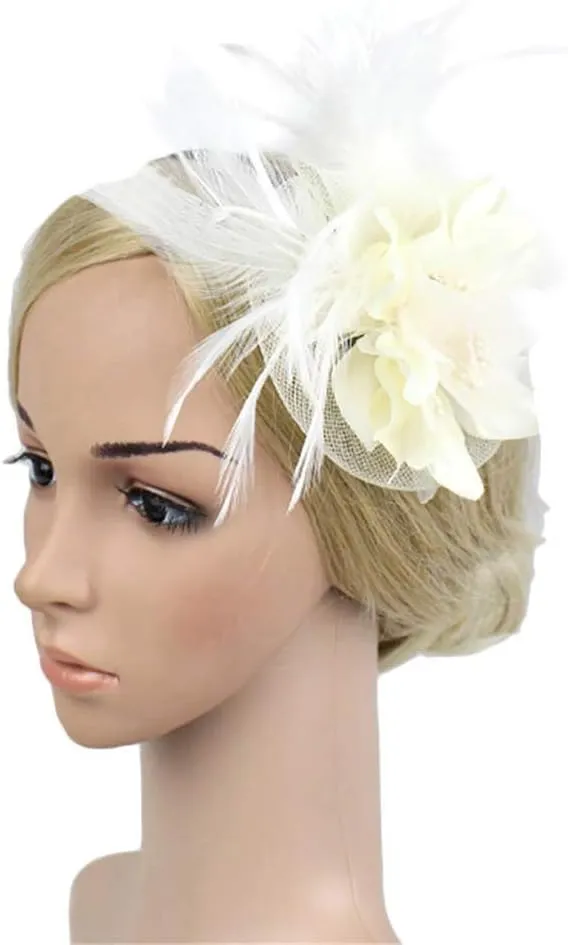 Bowknot Fascinator Hat Feathers Pearl Peacock Feather Hair Band Headband Clip Church Church Tea Party