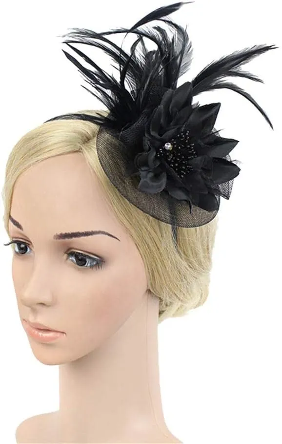 Bowknot Fascinator Hat Feathers Pearl Peacock Feather Hair Band Headband Clip Church Church Tea Party