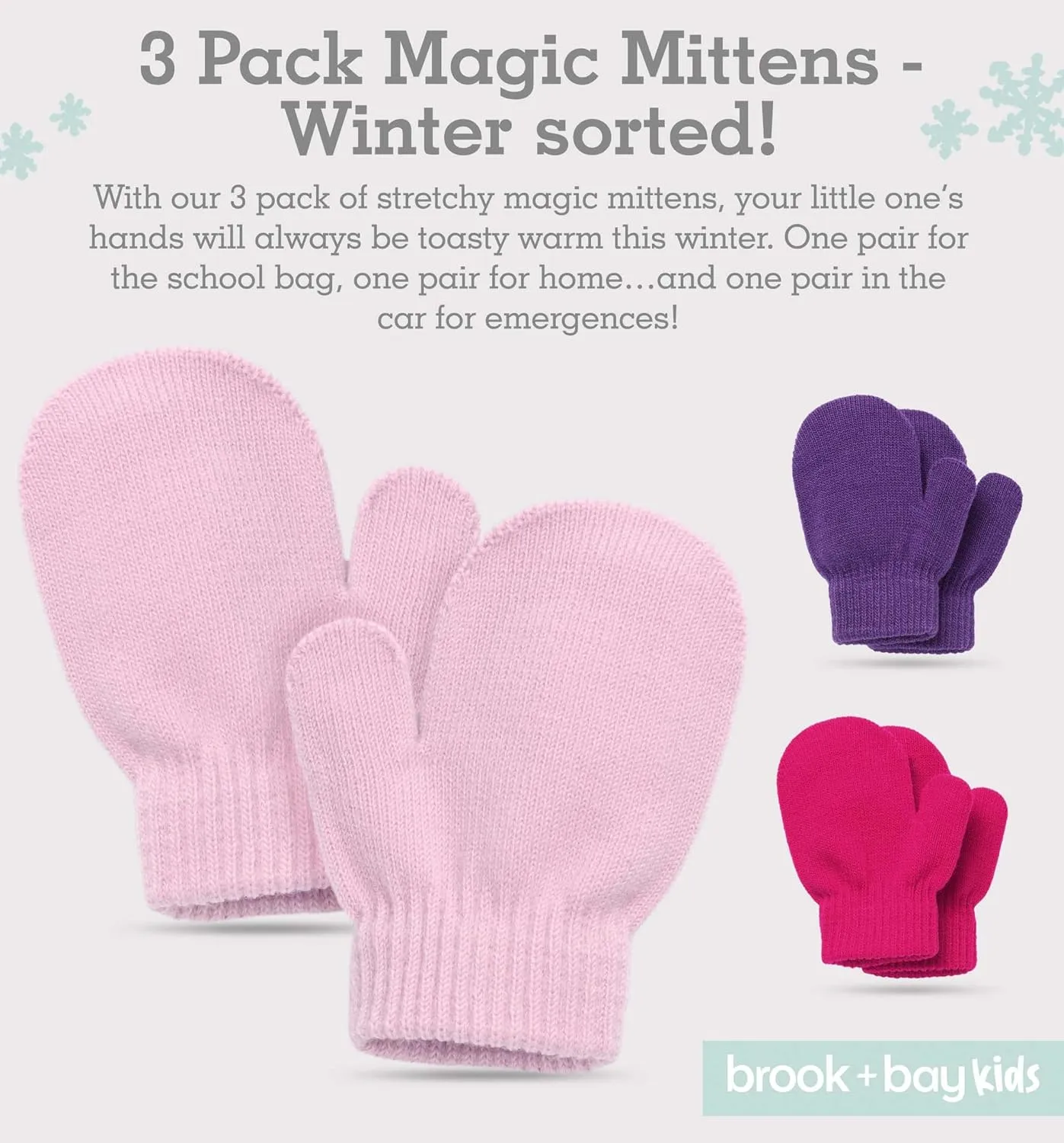 Brook   Bay Toddler Mittens-Kids Magic Gloves Knit Mittens- Childrens Mittens,Kids Mittens Winter,Mittens for Kids,Boys Girls