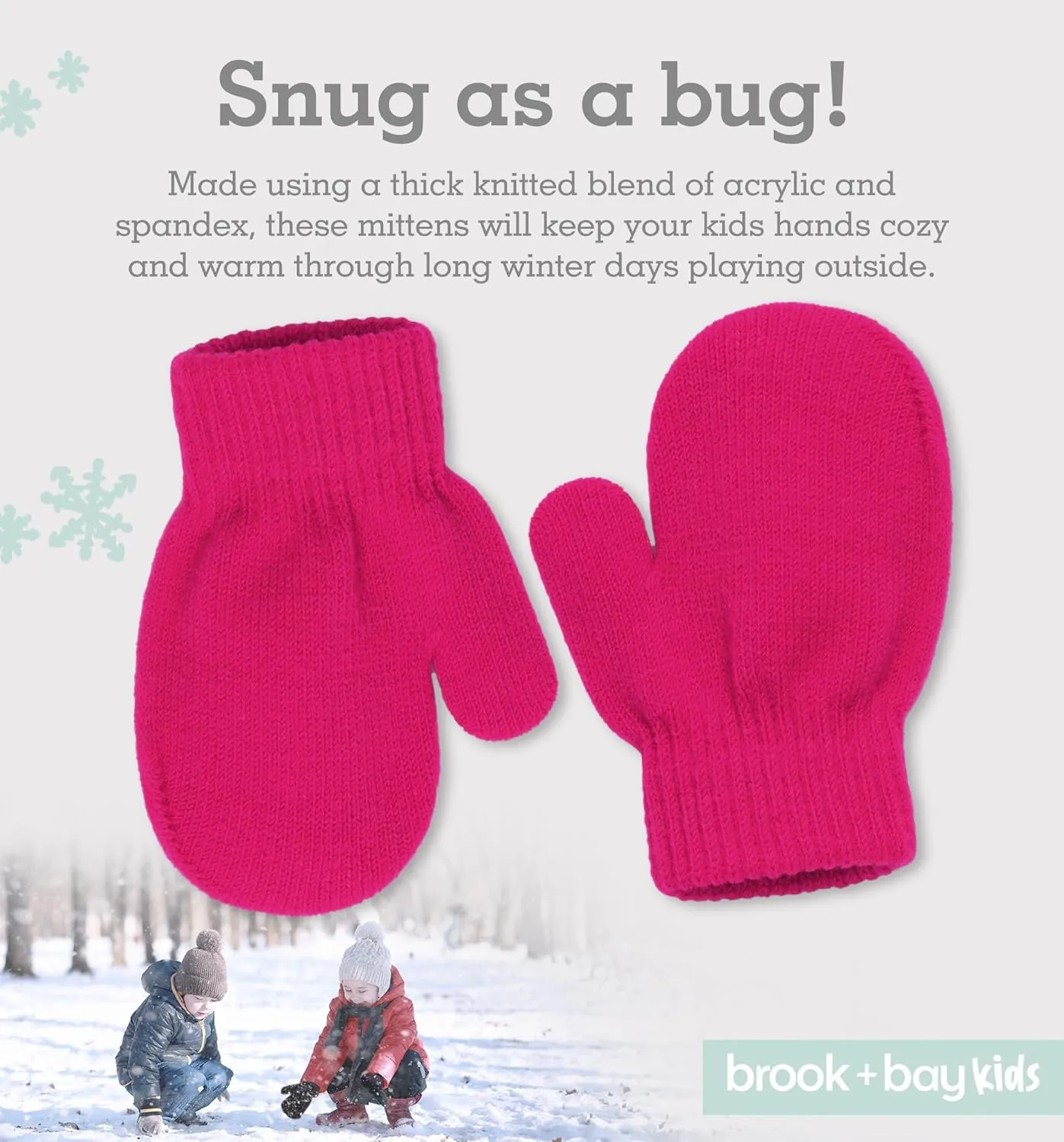 Brook   Bay Toddler Mittens-Kids Magic Gloves Knit Mittens- Childrens Mittens,Kids Mittens Winter,Mittens for Kids,Boys Girls