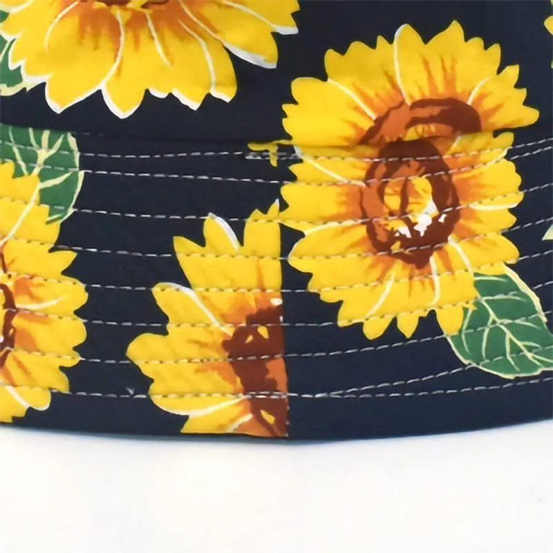 Bucket Hat Cotton Double-Side-Wear Reversible Sun Hat for Women Men, Summer Vacation Travel Beach Packable Fisherman Hat
