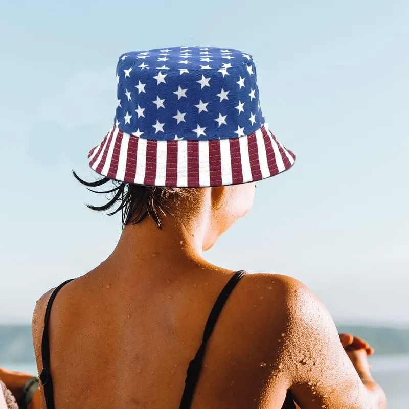 Bucket Hat Cotton Double-Side-Wear Reversible Sun Hat for Women Men, Summer Vacation Travel Beach Packable Fisherman Hat