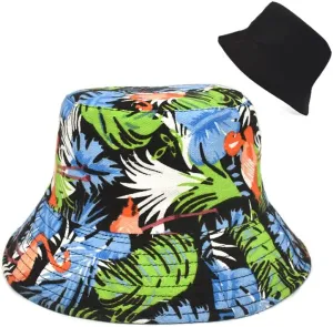 Bucket Hat Cotton Double-Side-Wear Reversible Sun Hat for Women Men, Summer Vacation Travel Beach Packable Fisherman Hat