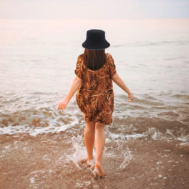 Bucket Hat Cotton Double-Side-Wear Reversible Sun Hat for Women Men, Summer Vacation Travel Beach Packable Fisherman Hat